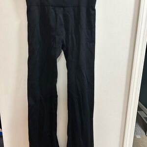 OQQ Women's Black Ribbed‎ High Waist Flare Leggings XL